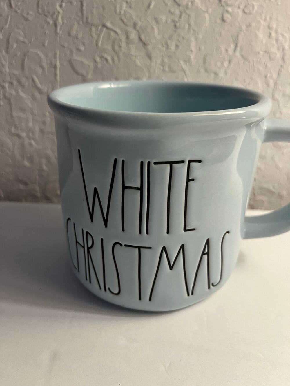 Rae Dunn WHITE CHRISTMAS ceramic Coffee Mug/tea Cup.Blue Holiday Mug. Camp Style